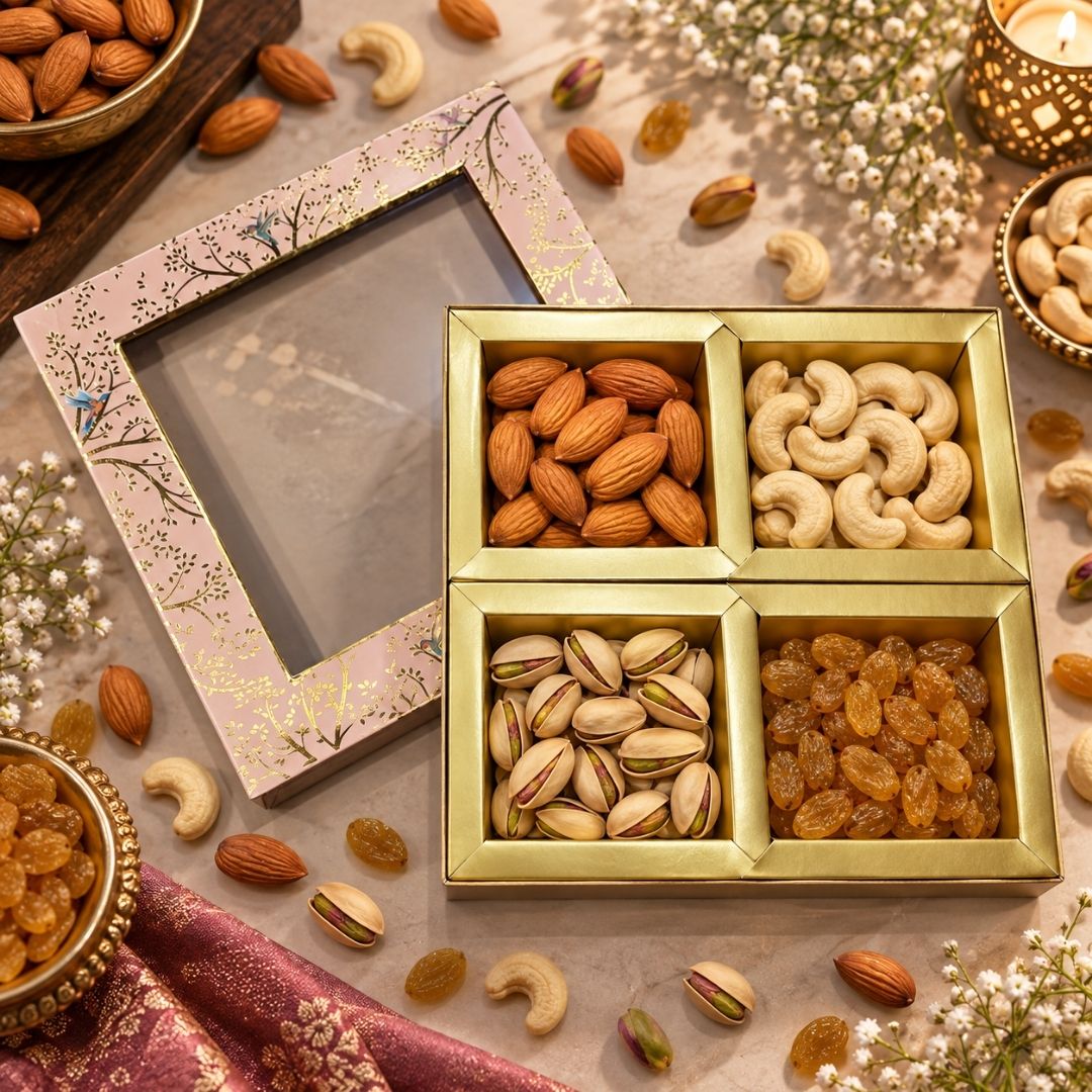 4 Compartment Dry Fruit Box K CREAM