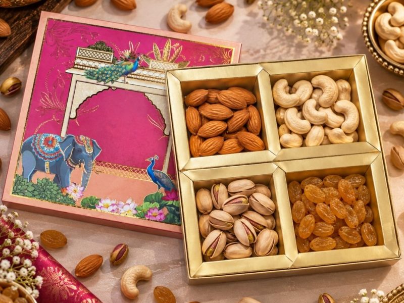 4 Compartment Dry Fruit Box K PINK